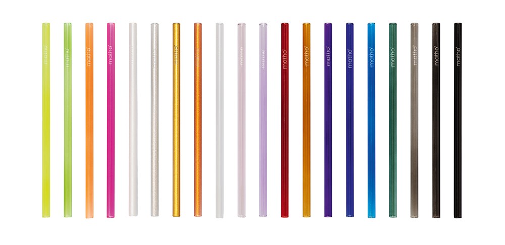 Strohhalm-Set aus 2 farbigen Glas-Trinkhalmen mit Reinigungsbürste